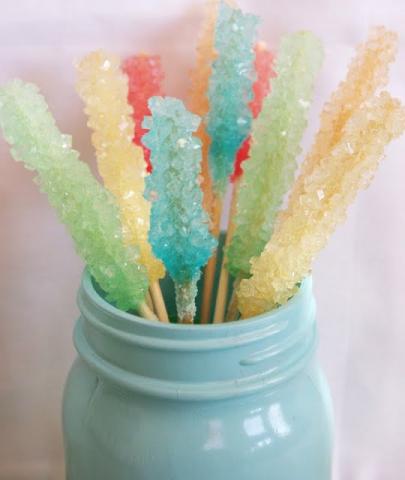 A jar of homemade rock candy.