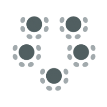 Room setup icon showing a series of circular tables with chairs around the outside